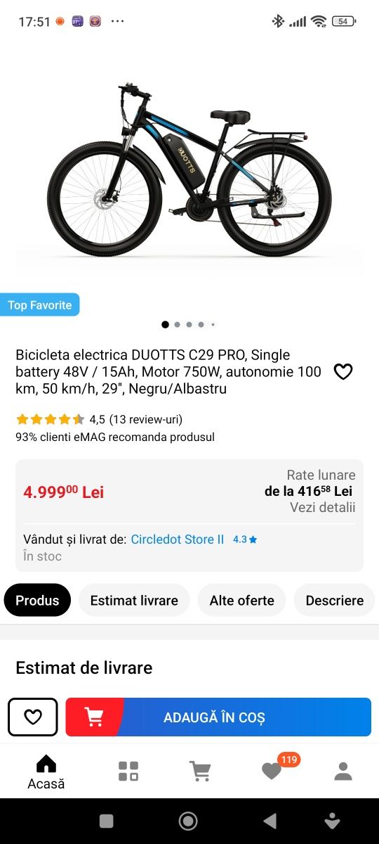 Bicicleta electrica roti 29
