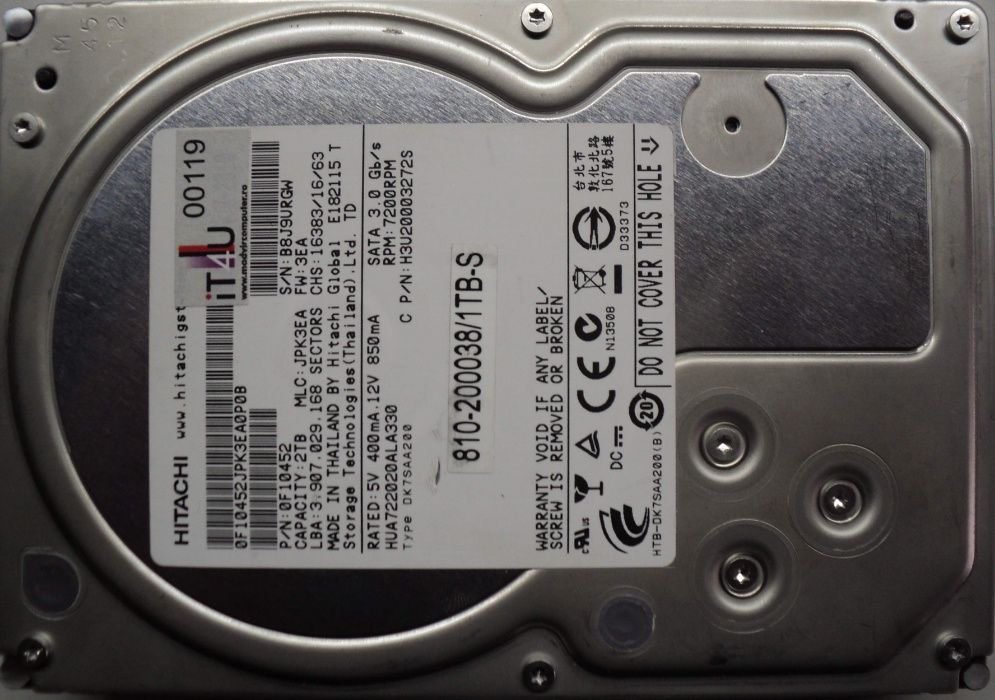 Hard Disk Sata 3,5" HDD-1 Tb Hitachi HUA722010ZLA330 Refurbished