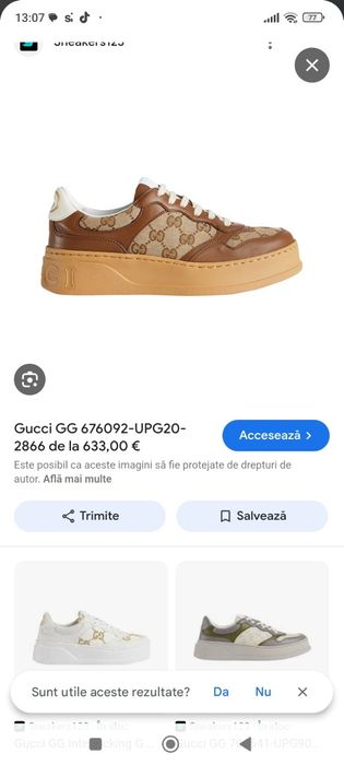 Adidași Gucci  purtați o singura data