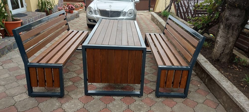 Mobilier terasa, gradina, curte,banca , masa fier si lemn  HoReCa