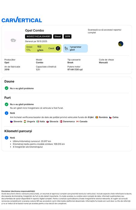 Opel Combo Life, 1.5 cdti / 130 cp, 20917 km, an 2019, unic proprietar