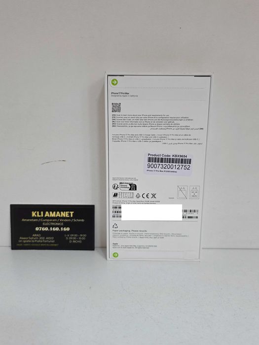 iPhone 17 Pro Max, 512 Gb, Sigilat, Garantie - KLI Amanet