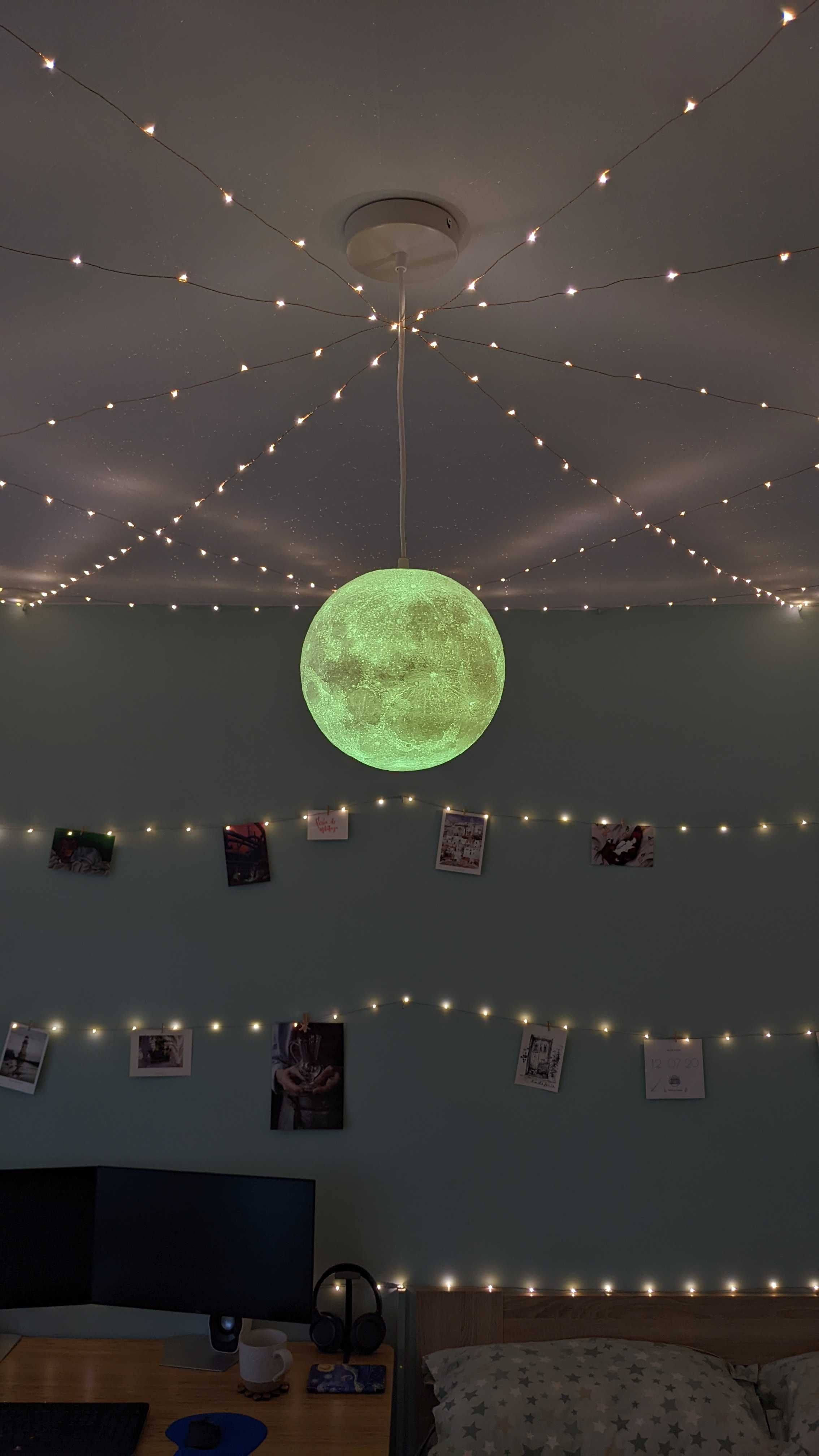 Litophane 3D Printed Moon Globe for Bedroom Lighting