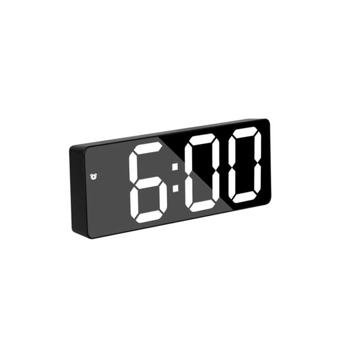 Ceas Digital LED cu Oglinda si Afisaj Alb Ceas Negru Birou, Dormitor