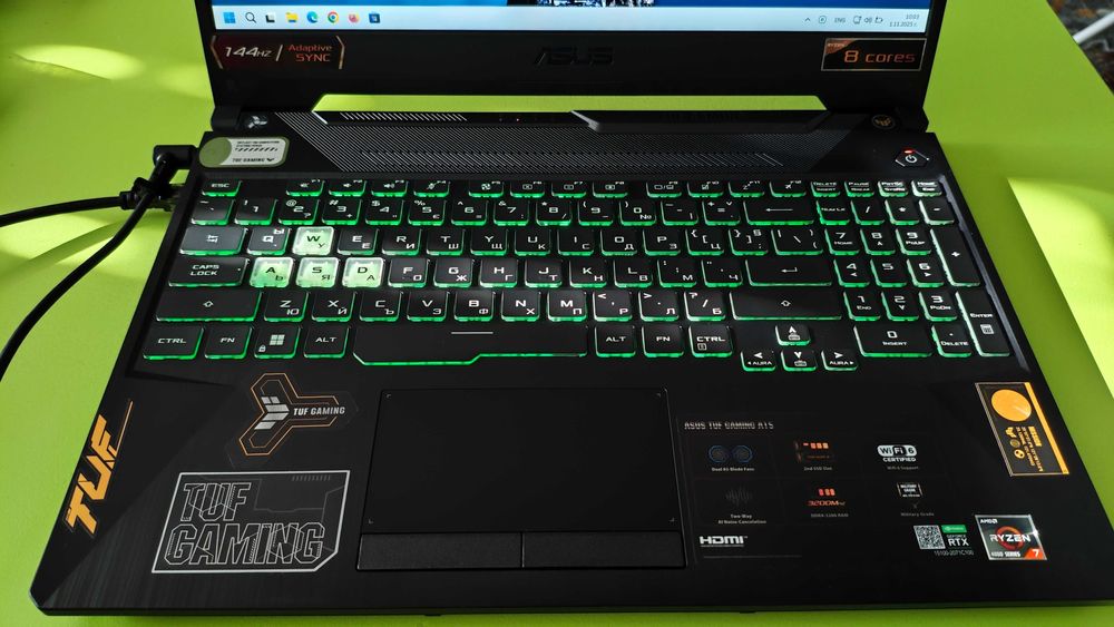 Продавам ASUS TUF Gaming A15-Ryzen 7/RTX 3050/32GB RAM/2TB - Като НОВ
