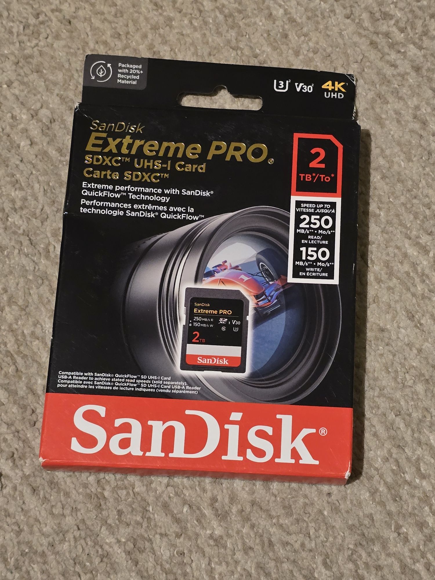 Card de memorie SanDisk Extreme Pro, SDXC, 2TB, UHS-I,U3, clasa 10