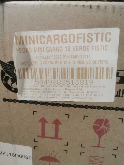 Bicicleta copii PEGAS Mini Cargo 1S, verde fistic sau crem aluna