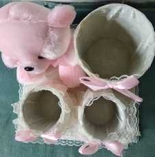 Детский органайзер -розовый мишка с бочонками, размер 24 см х 24 см