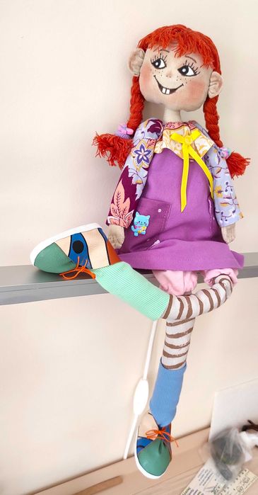Кукла Пипи Дълъг чорап. Ръчна изработка.
