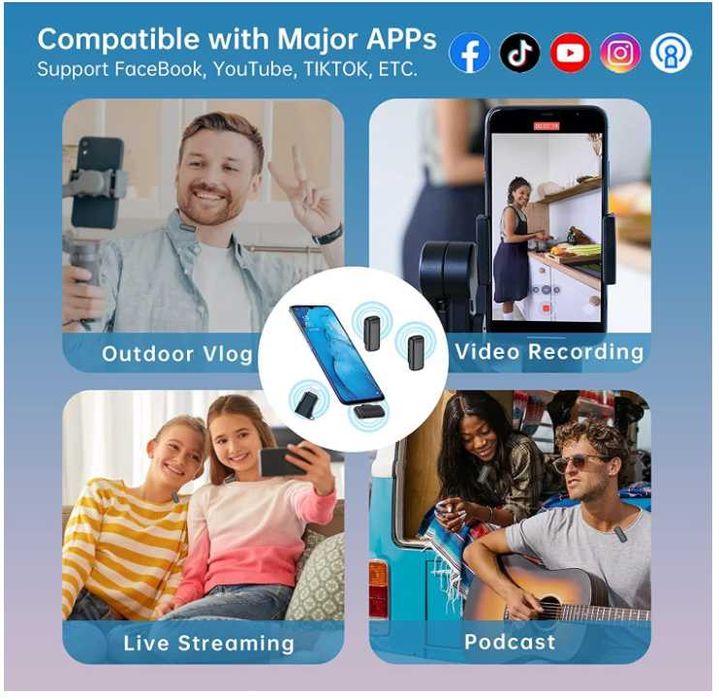 Microfoane lavaliere wireless COLOR LIZARD Tiktok Vlog Live Podcast