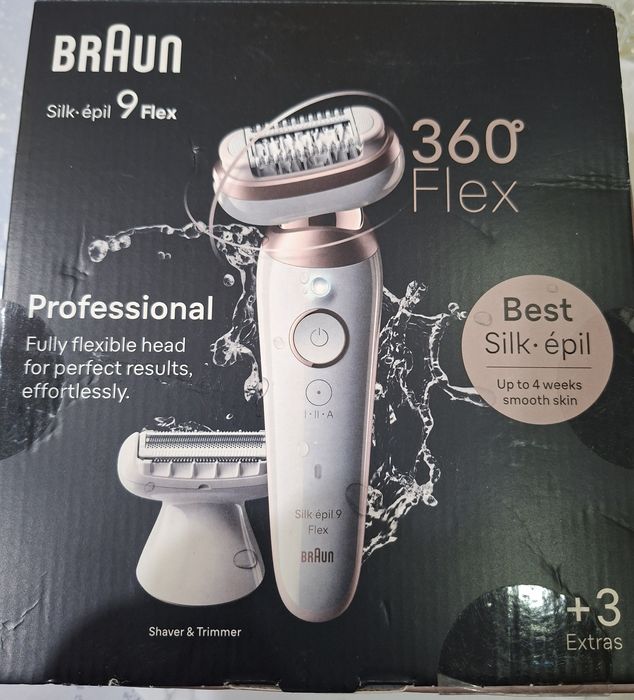 Epilator BrAun Silk-Epil 9Flex 360°,wet&Dry,Smart Touch40 de pensete ,