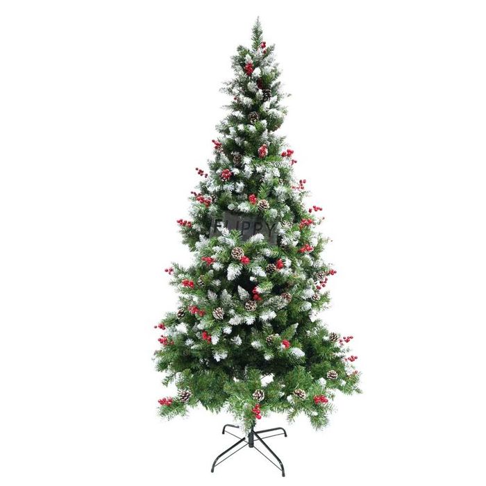 Brad artificial nins 150 cm-Decorat cu conuri și suport metalic inclus