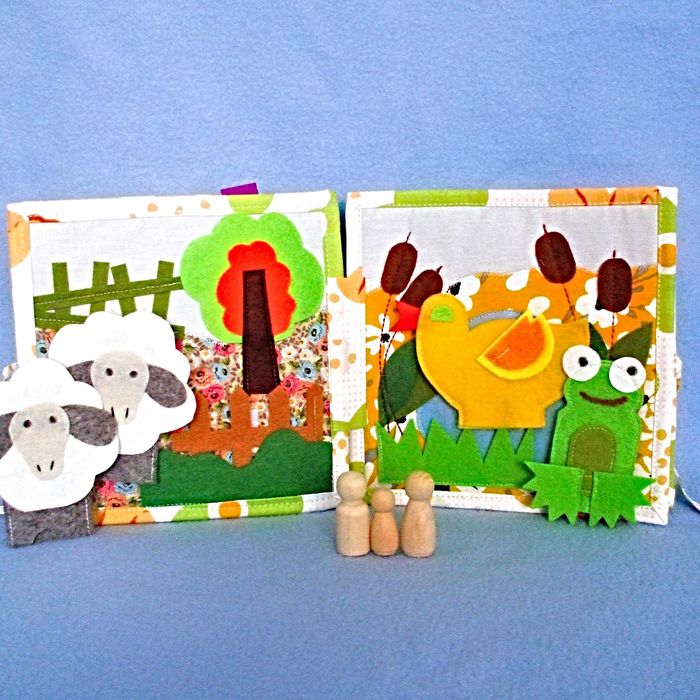 Carte senzoriala din fetru cu marionete pe degete ,10 pagini.