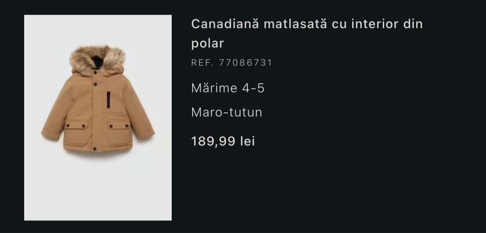 Canadiana matlasata cu insert polar Mango