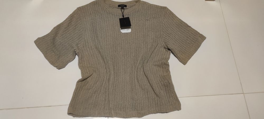 Massimo Dutti - Дамка плетена блуза с къс ръкав