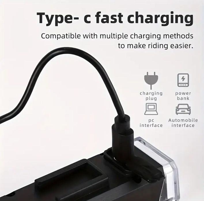 Far bicicleta LED trotineta electrica reîncărcabilă Tip C Fast Charger