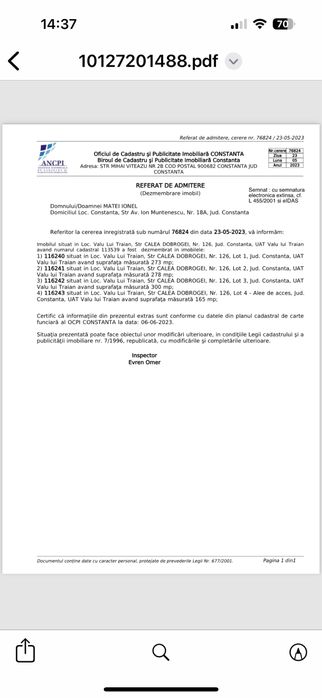Teren de vanzare 2 loturi la sosea in centru calea dobrogei 126