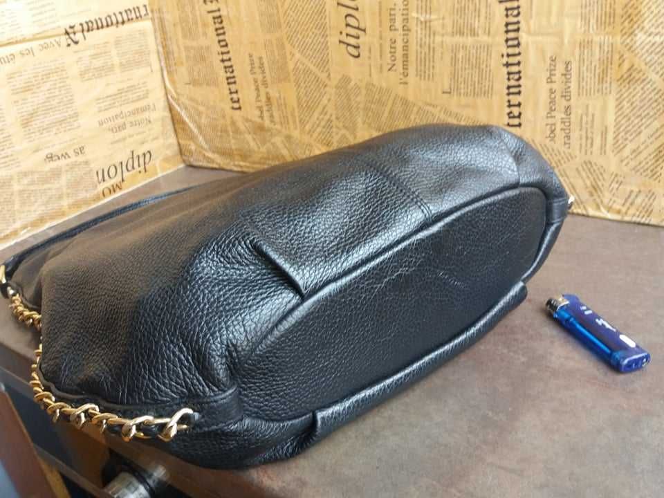 черна чанта- естествена кожа