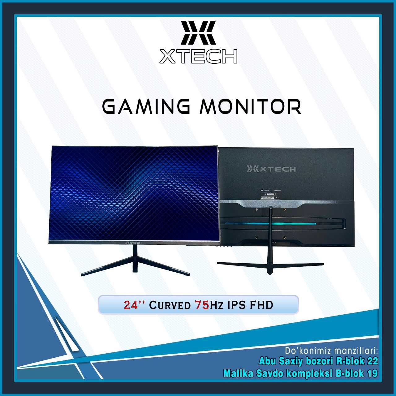 XTECH Monitor 24" IPS (Curved) (Flat)