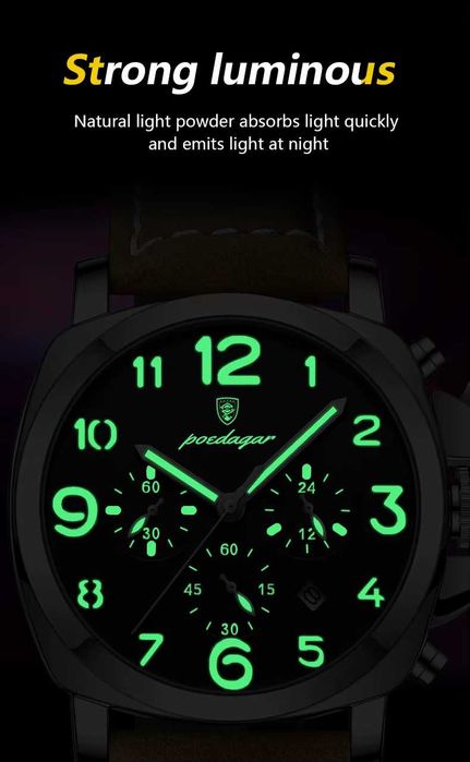 Ceas Poedagar Cronograf Cuarț 45 mm Stil Panerai Luminor