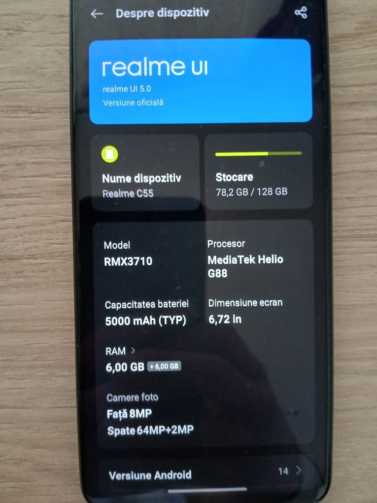 Realme c55 128gb stocare/6gb ram