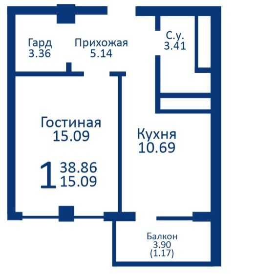 В Новостройке 1комн. 3эт.