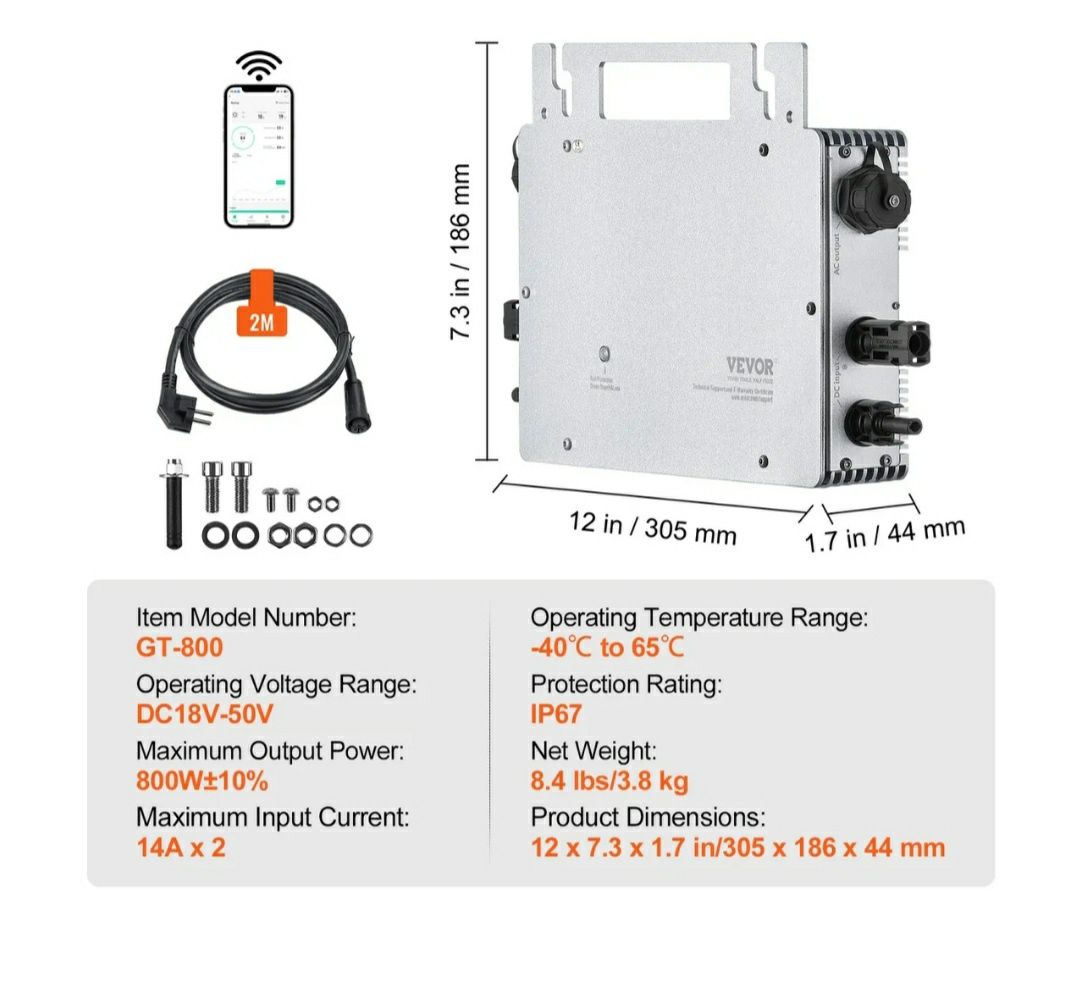 Invertor solar grid tie 800w  wifi