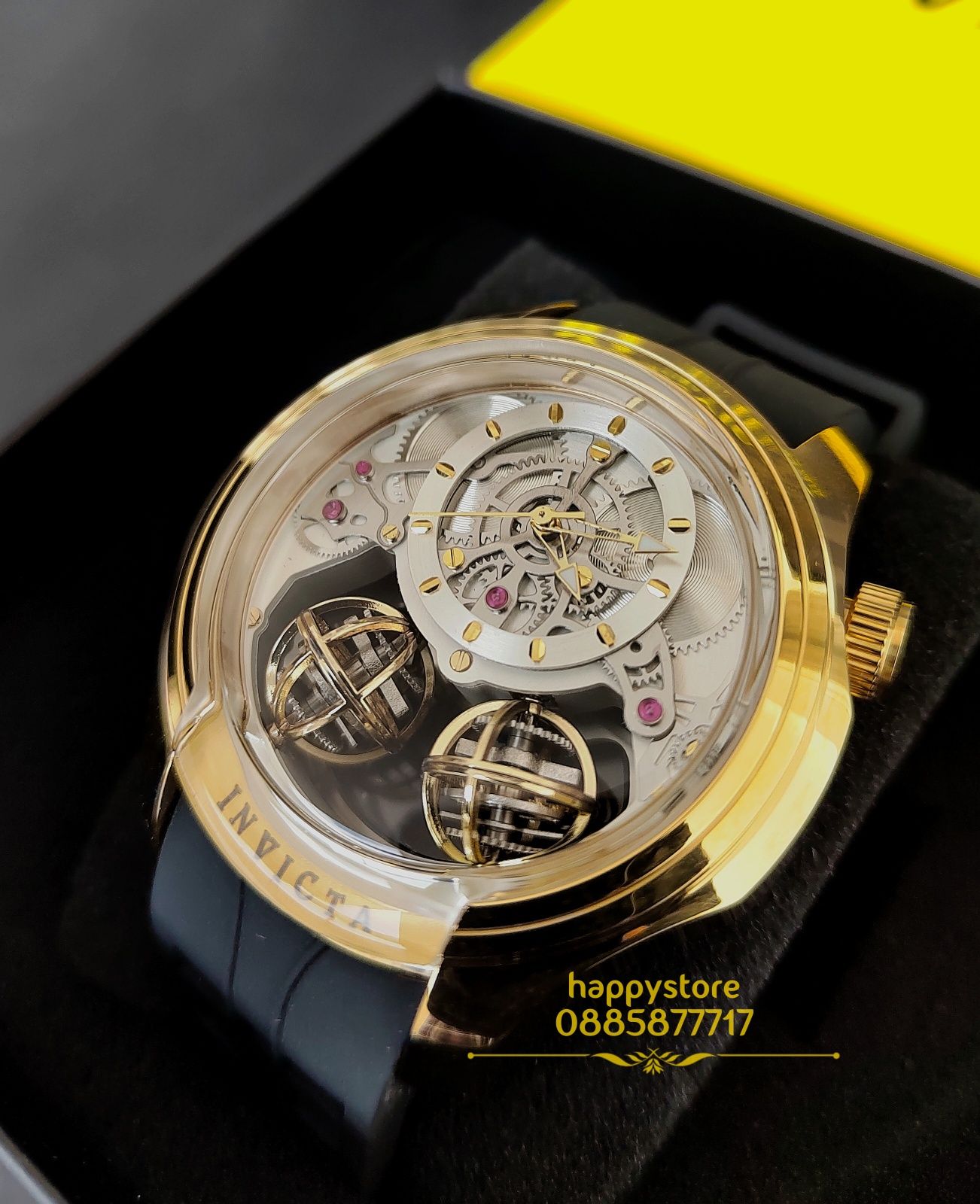 INVICTA Specialty Skeleton Gold/Black 46 mm,Инвикта нов ръчен часовник
