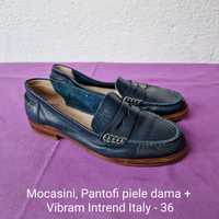 Mocasini, Pantofi piele dama + Vibram Intrend Italy - 36