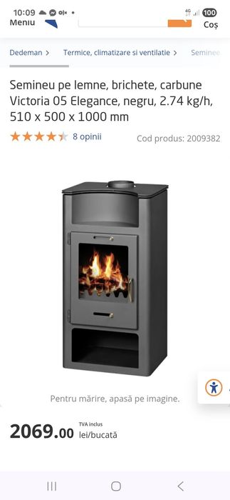 Șemineu pe lemne, cărbune, brichete