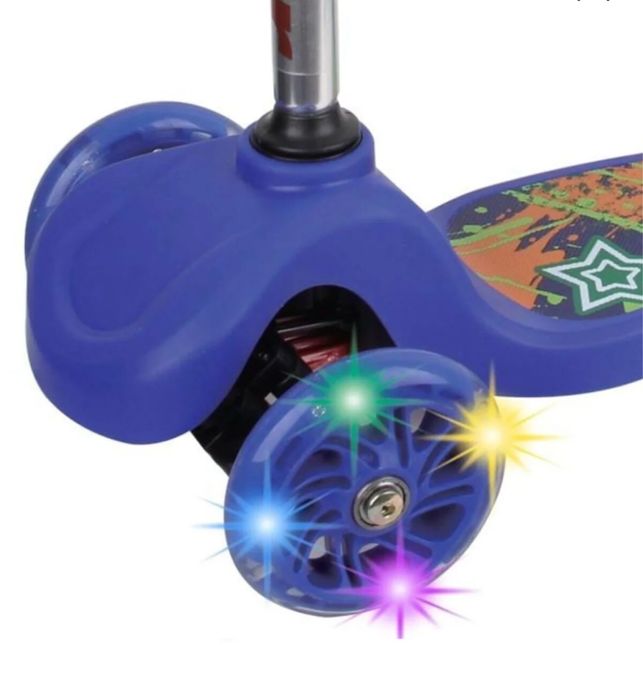 Trotineta Bleu cu Roti cu LED  pe 3 nivele Nu Necesita Asamblare