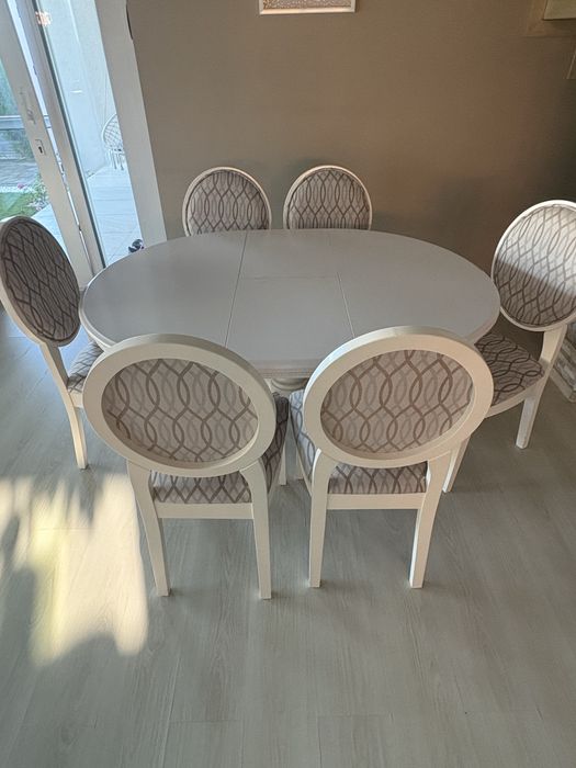 Masa dining lemn extensibila + 6 scaune