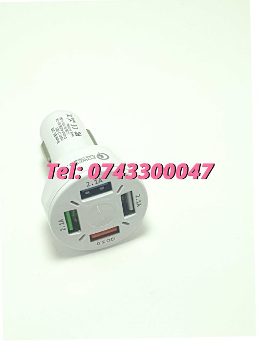 Incarcator Universal Masina Auto 4 Porturi Bricheta Usb Qc Fastcharge