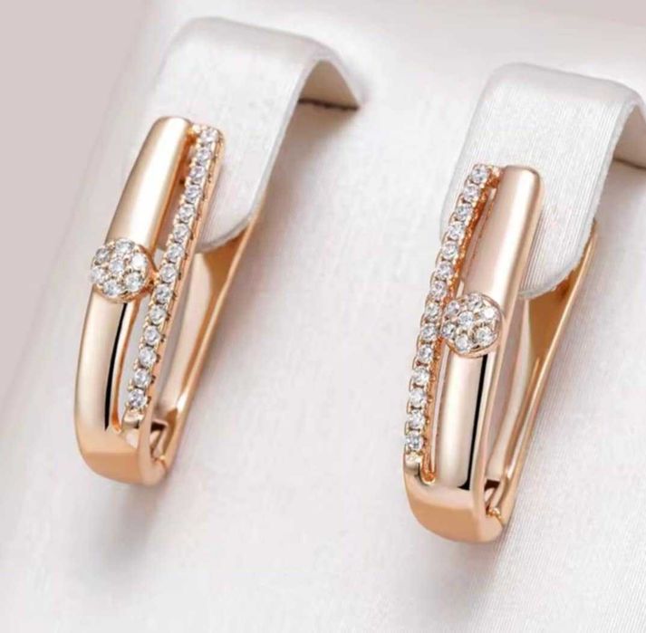 GP116, cercei placati aur 14k,noi/marcati, incuietoare sigura,zirconii