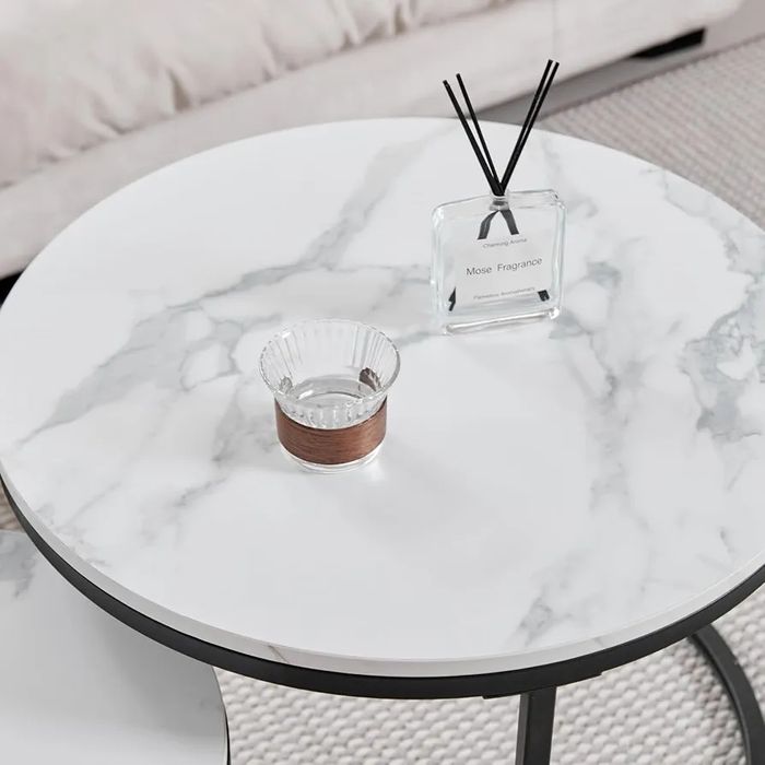 NOU Set 2 mese mdf, alb, marmoroptik