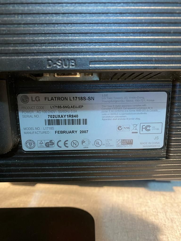 Monitor LG FLATRON l1718