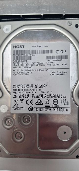 HDD HGST 0F23090 Ultrastar 4TB 7200RPM SATA 6Gb/s 128MB Cache 3.5-i