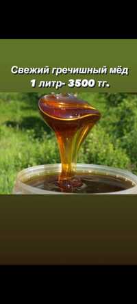 Продаём свежий мёд 1 литр 3500 тг Гречишный,разнотравье,подсолнух