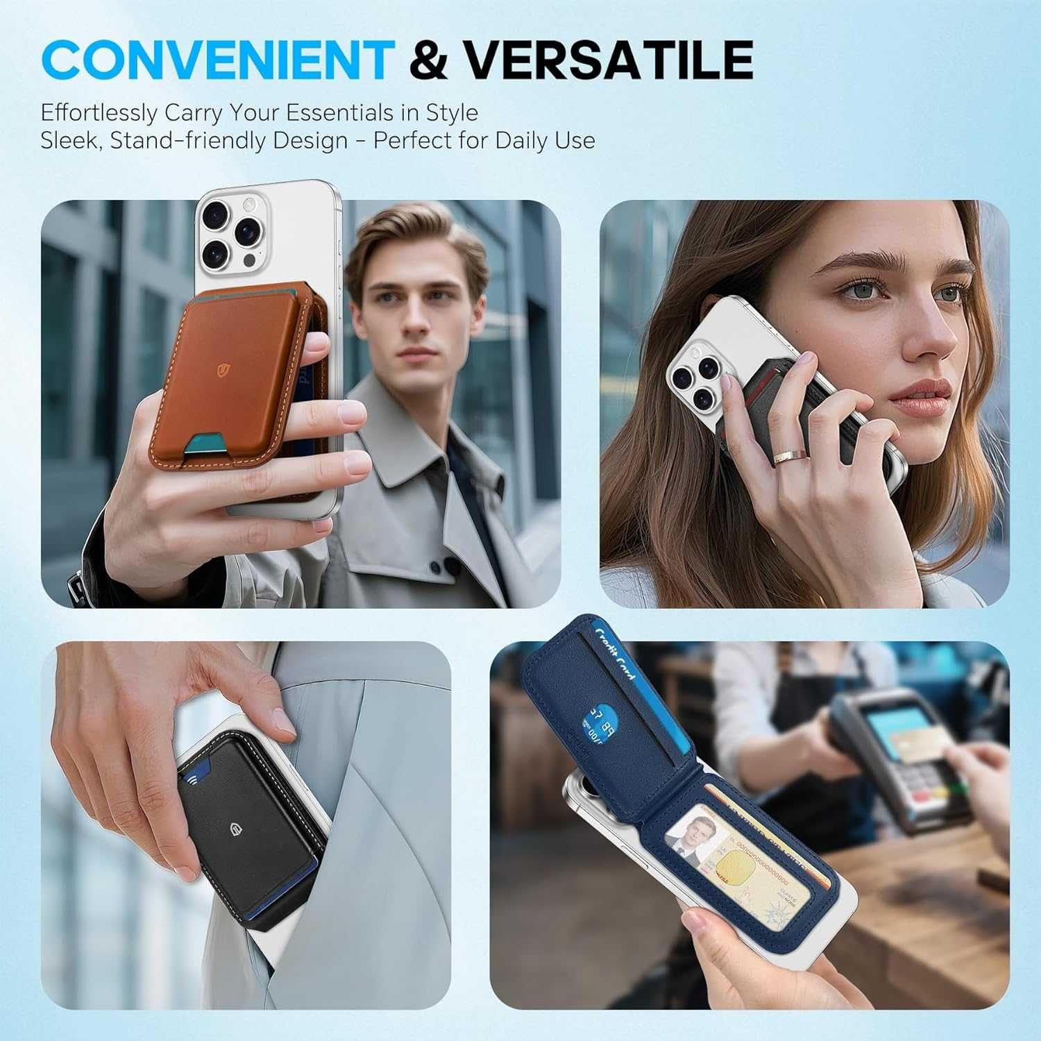SHIELDON поставка - портфейл MagSafe за iPhone,RFID блокиране-тъмносин