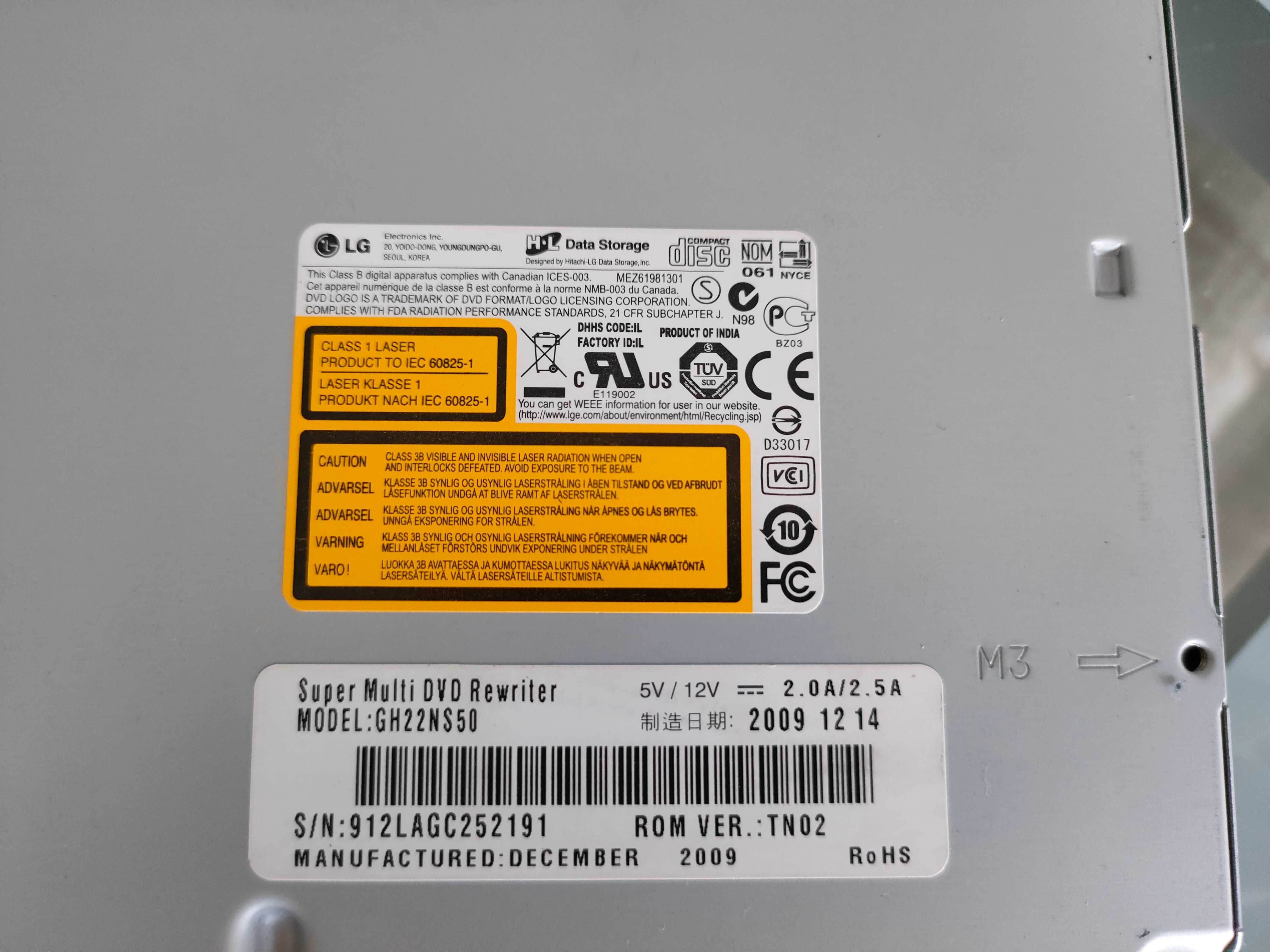 Unitate optică/DVD-WR LG GH22NS50, conectare SATA