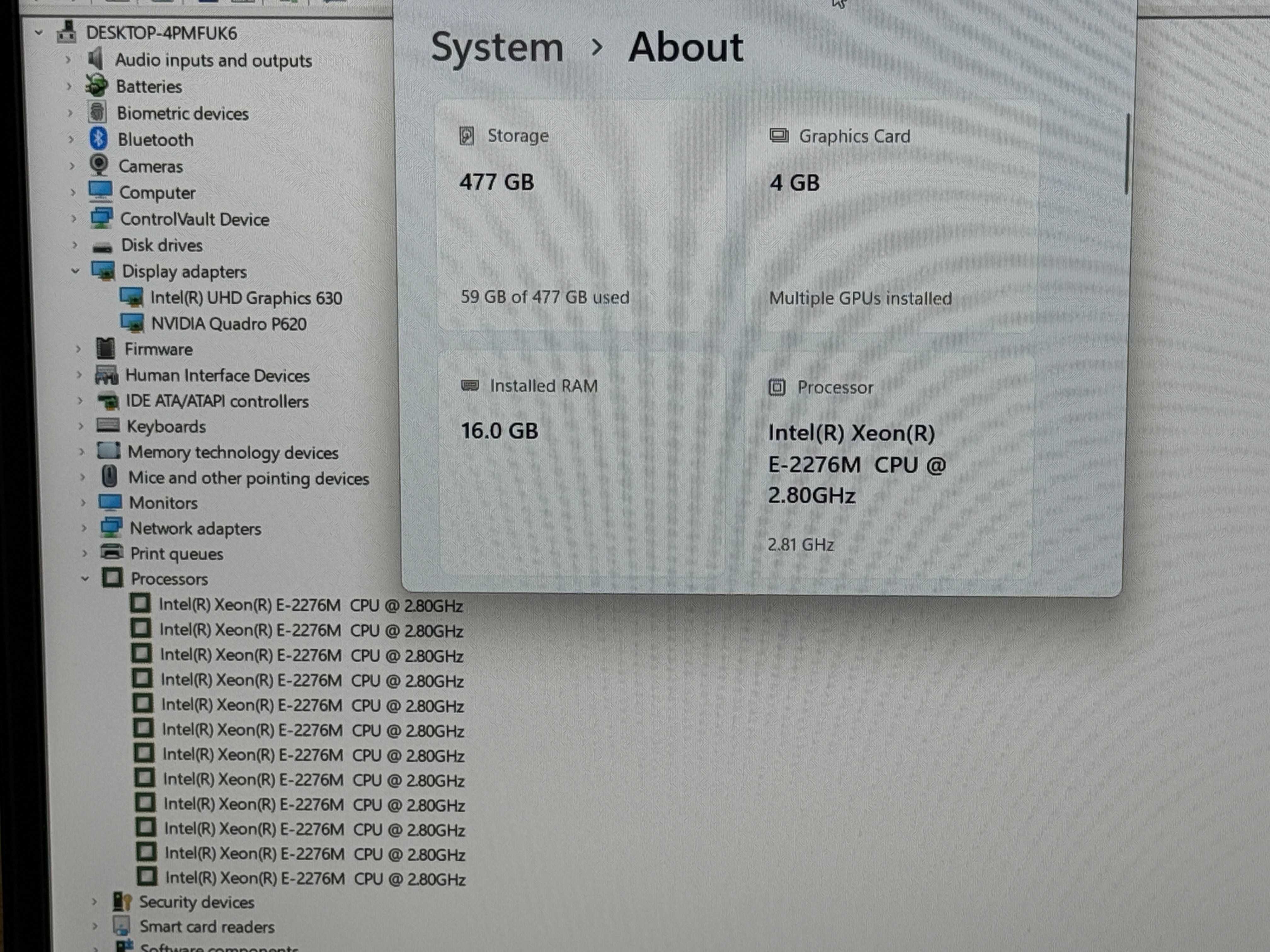 Dell Precision 3541`Xeon E-2276M/16GB DDR4/512GB SSD/Nvidia P620-4GB