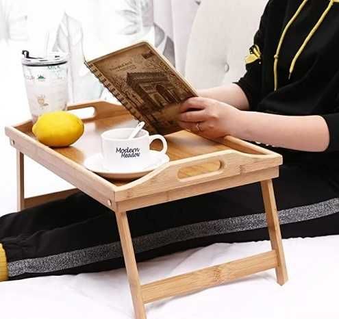 Бамбукова масичка тип поднос за сервиване на закуска в лего