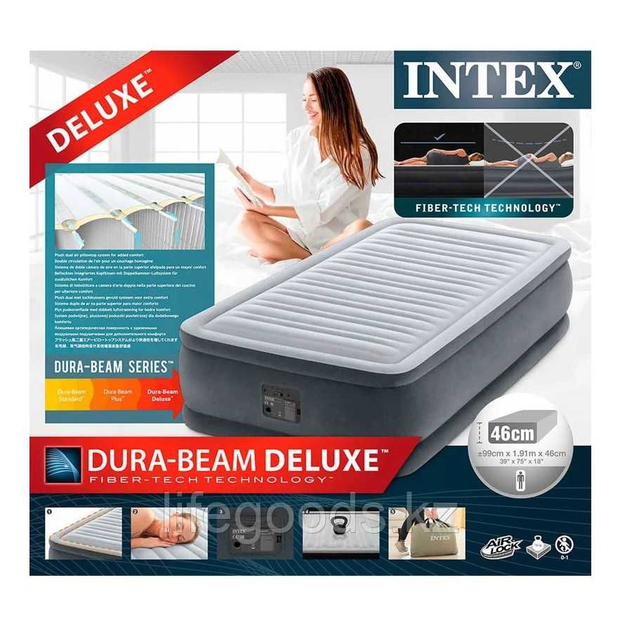 Односпальная надувная кровать с насосом, Intex 64412