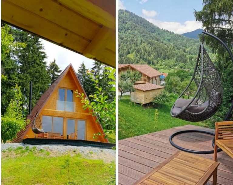 Cabana stil A-Frame si case din structura de lemn