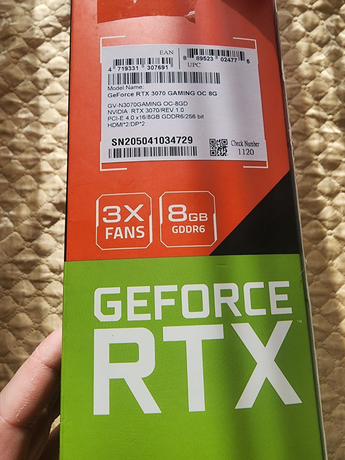 Продам видеокарту geforce rtx 3070 gygabyte