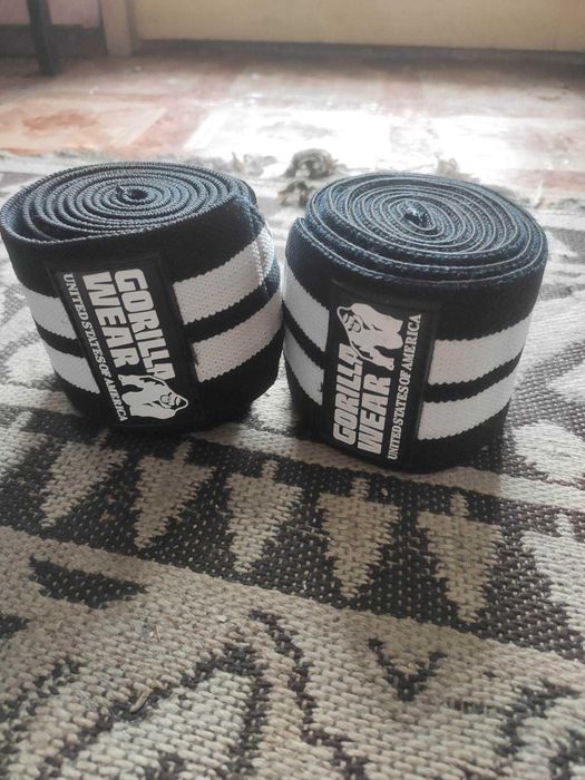 Ластични бинтове за крака/Кnee Wraps – BLACK/WHITE – 200CM/8СМ