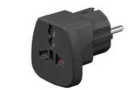 Adaptor priza universala, travel adapter, negru, cu aprobare CE