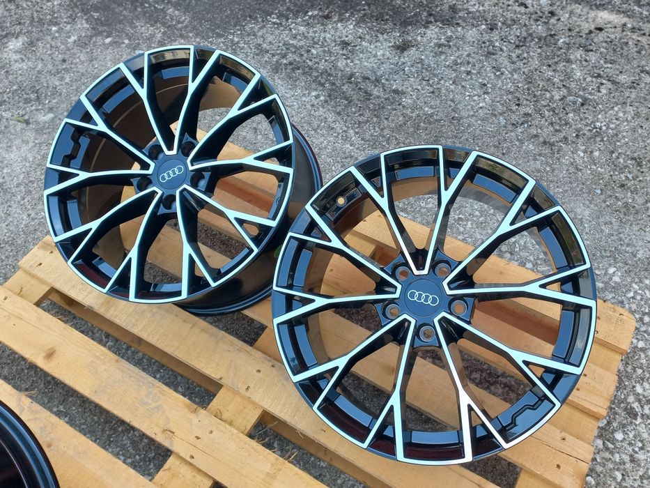 18"Audi S line 5x112 8j et40 A3 A4 A6 Q3 Q5 Black Polish Чисто Нови.