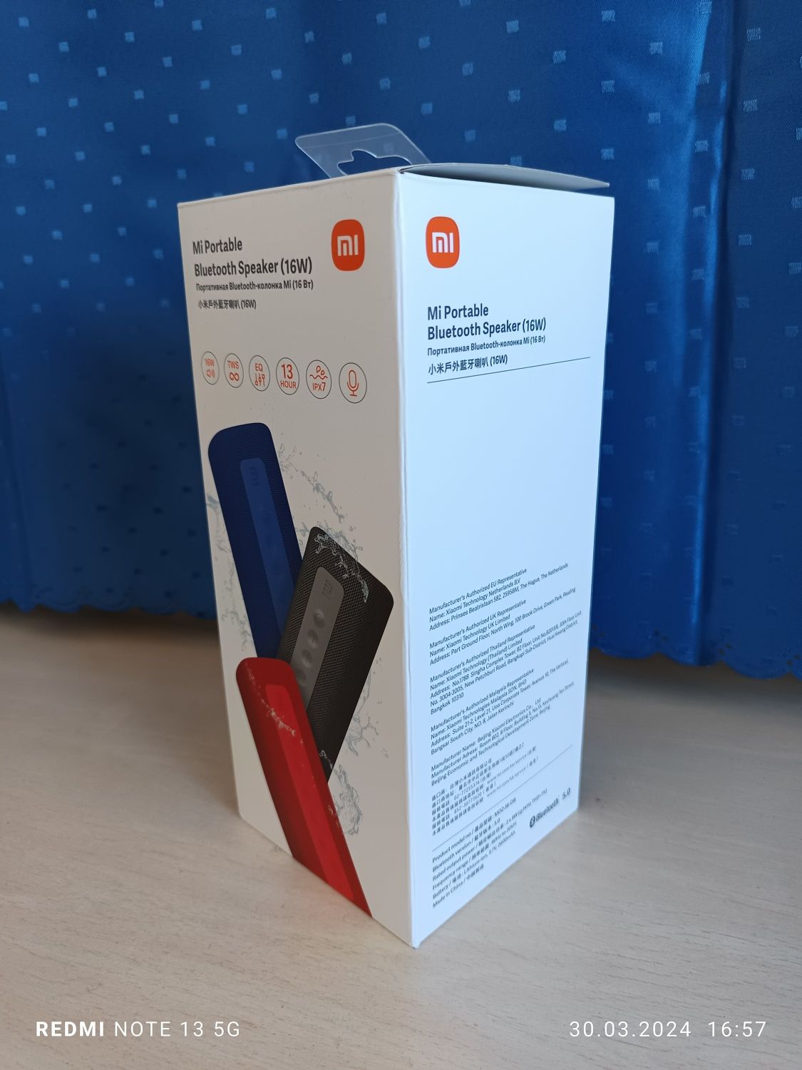 Boxa wireless portabila TWS Xiaomi, 16W, albastru