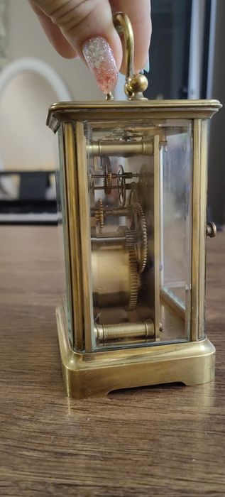 Ceas călătorie Carriage Clock din alamă – mecanic,  cheie originala